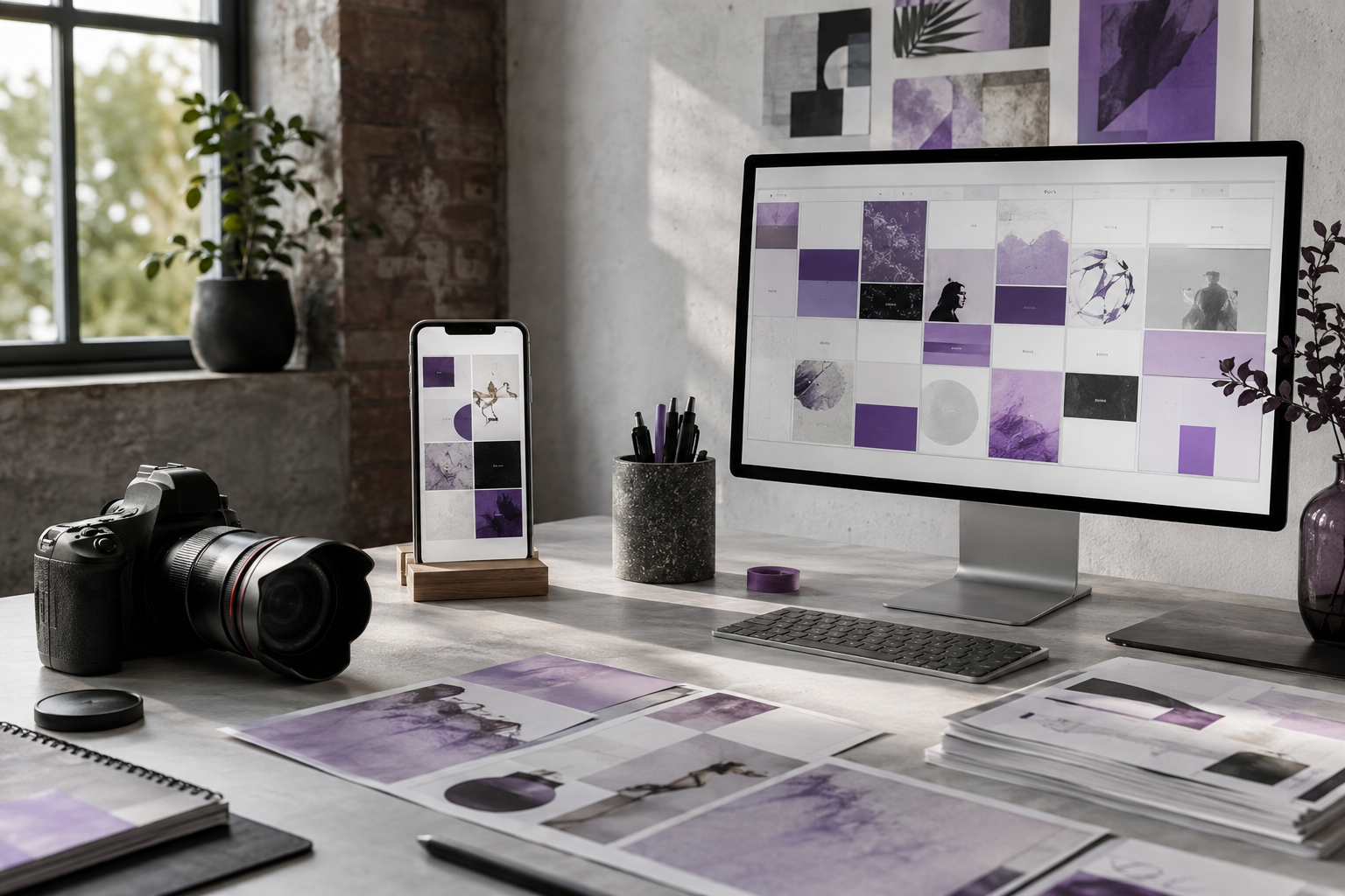 Composizione illustrativa dedicata alla produzione di contenuti social